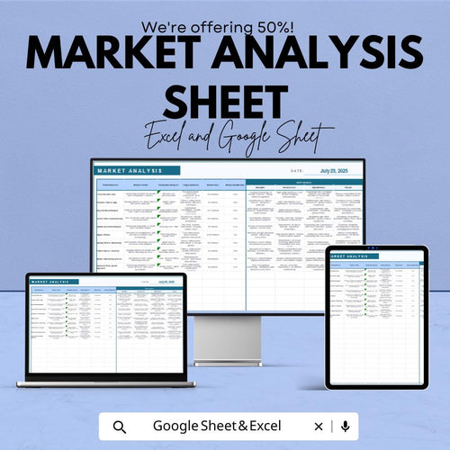 Market Analysis Sheet - Excel & Google Sheet Template for Business Insights and Strategy Planning
