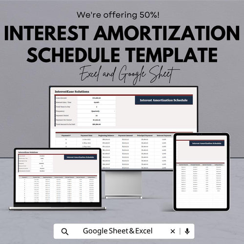 Interest Amortization Schedule Template | Loan Payment Tracker | Excel Google Sheets