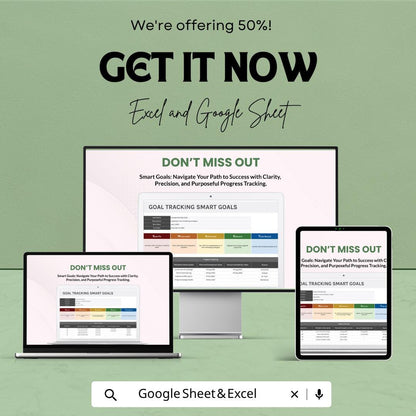 SMART Goals Tracker Excel Template | Goal Tracking Planner | Productivity Tracker | Goal Setting Worksheet | Business Goal Planner