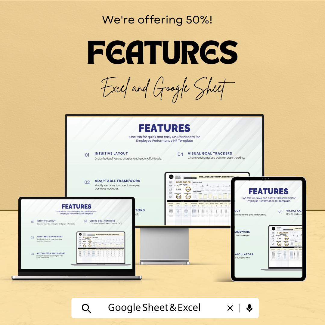 KPI Dashboard for Employee Performance HR | Employee KPI Tracker | Workforce Performance Analytics | Business Dashboard Template