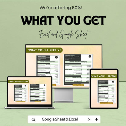 Website ROI Calculator Template | Website Investment Calculator | Marketing ROI Spreadsheet | Business Analytics Tool