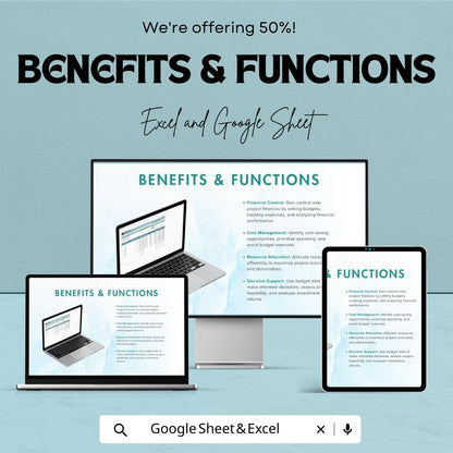 Project Budget Template | Project Cost Tracker | Budget Planner Spreadsheet | Excel & Google Sheets | Project Expense Management