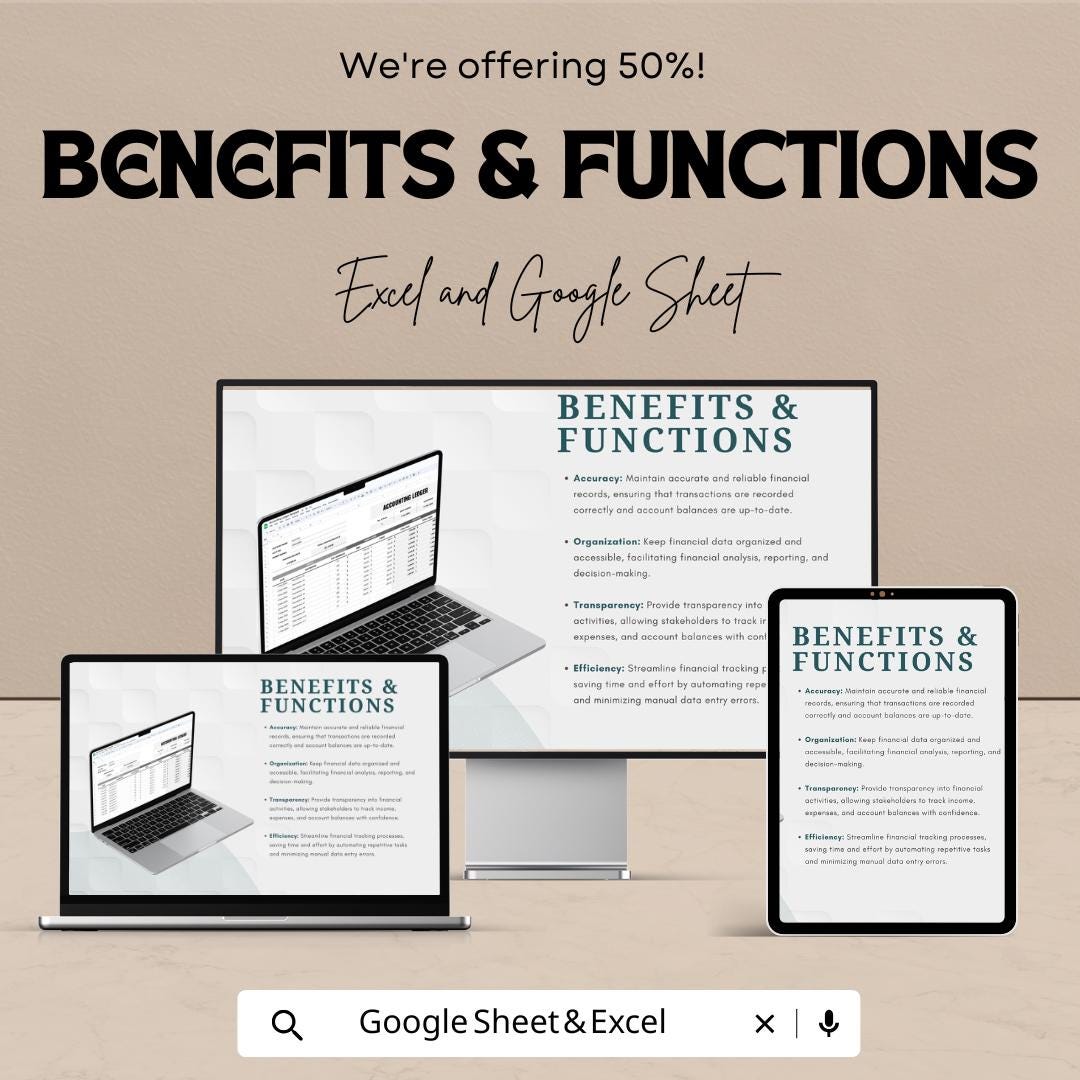 Accounting Ledger Template | Bookkeeping Spreadsheet | Transaction Log | Debit Credit Ledger | Finance Template