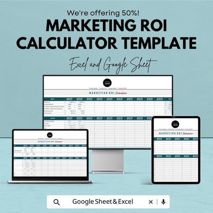 Marketing ROI Calculator Template | Marketing Budget Planner | ROI Tracker Spreadsheet | Business Analytics Tool