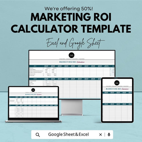 Marketing ROI Calculator Template | Marketing Budget Planner | ROI Tracker Spreadsheet | Business Analytics Tool