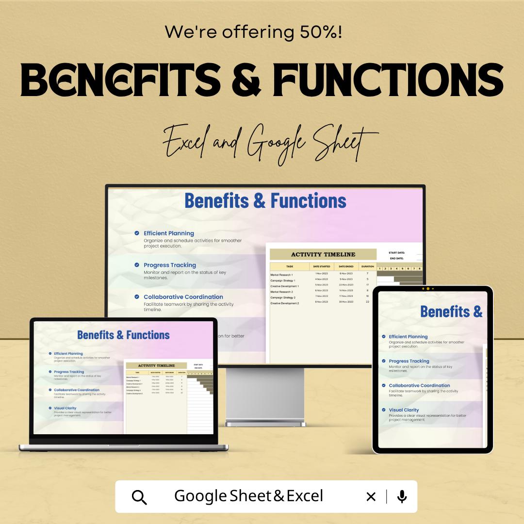 Activity Timeline Template | Project Timeline Spreadsheet | Excel & Google Sheets Planner | Event Planning Template | Gantt Chart Tracker |