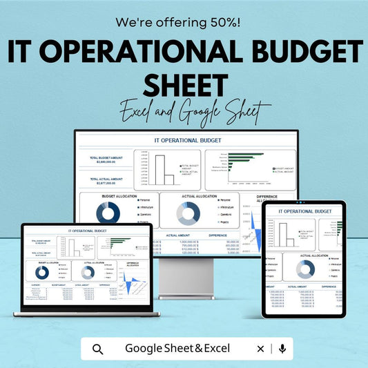 IT Operational Budget Sheet | Google Sheet | Track and Analyze IT Budget Allocation | Budget Planning & Performance Tracking Template