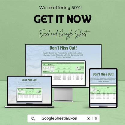 Corporate Task Tracker Template, Project Task Manager Spreadsheet, Team Task Planner, Work Tracker Excel, Google Sheets Task Management Tool