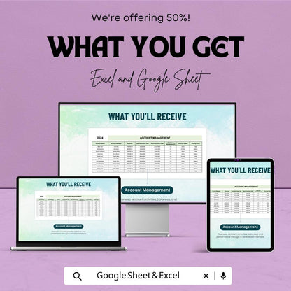 Account Management Dashboard | Google Sheet Template for Finance, Sales & Performance Tracking | Monitor Revenue and Accounts Effectively