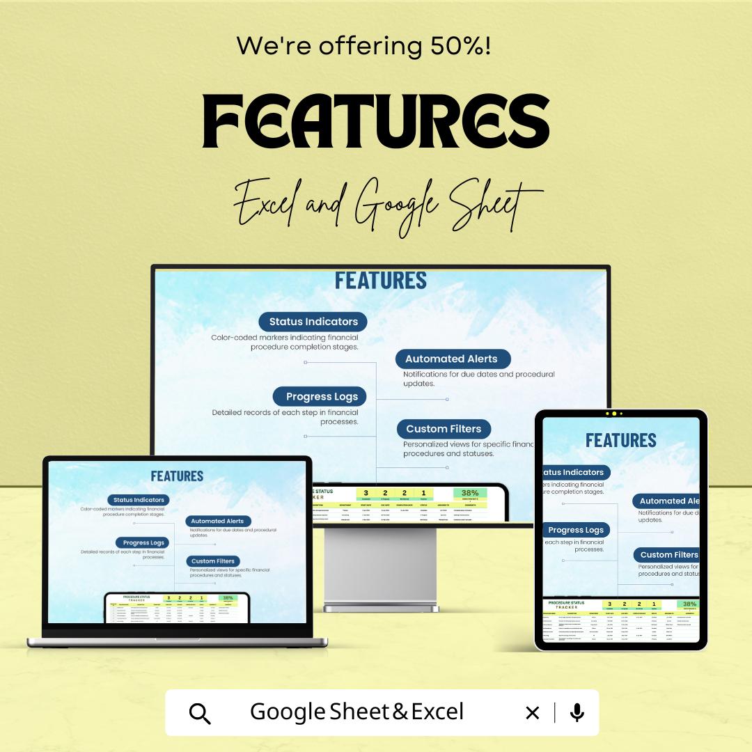 Financial Procedure Status Tracker Template | Excel & Google Sheets | Workflow Tracker, Compliance Status Log, Finance Process Monitor