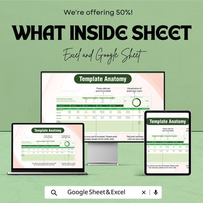 Advertising Campaign Tracker, Creative Asset Tracker Template, Marketing Content Planner, Campaign Management Spreadsheet