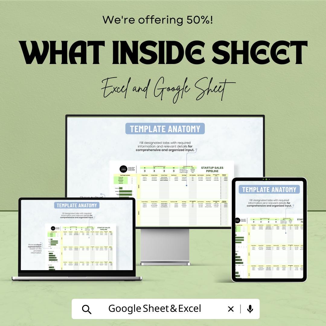 Startup Sales Pipeline Tracker Template  | CRM Spreadsheet | Lead & Deal Tracking Dashboard for Small Business