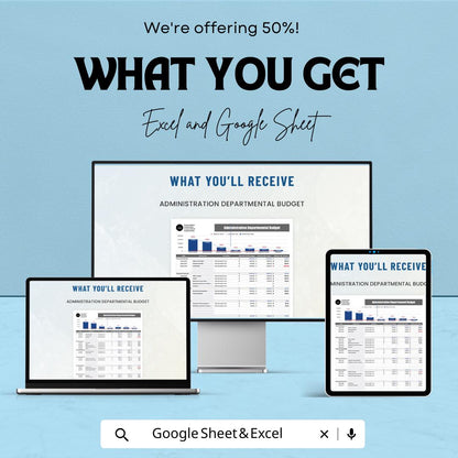 Administration Departmental Budget Sheet – Excel and Google Sheet Template for Budgeting, Financial Management & Expense Tracking