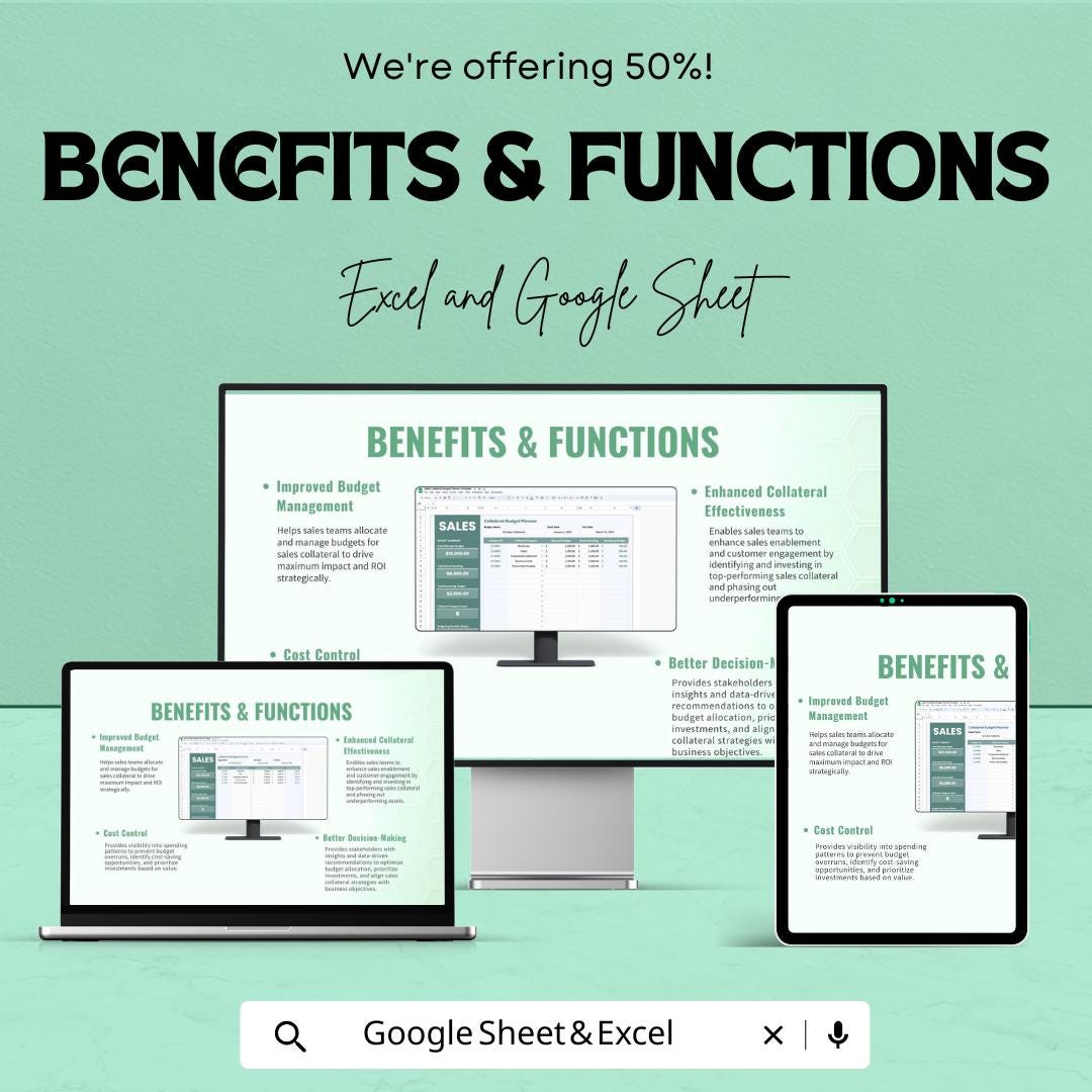 Sales Collateral Budget Planner Sheet – Excel and Google Sheets | Sales Budget Tracker | Marketing Budget Allocation & Expense Management