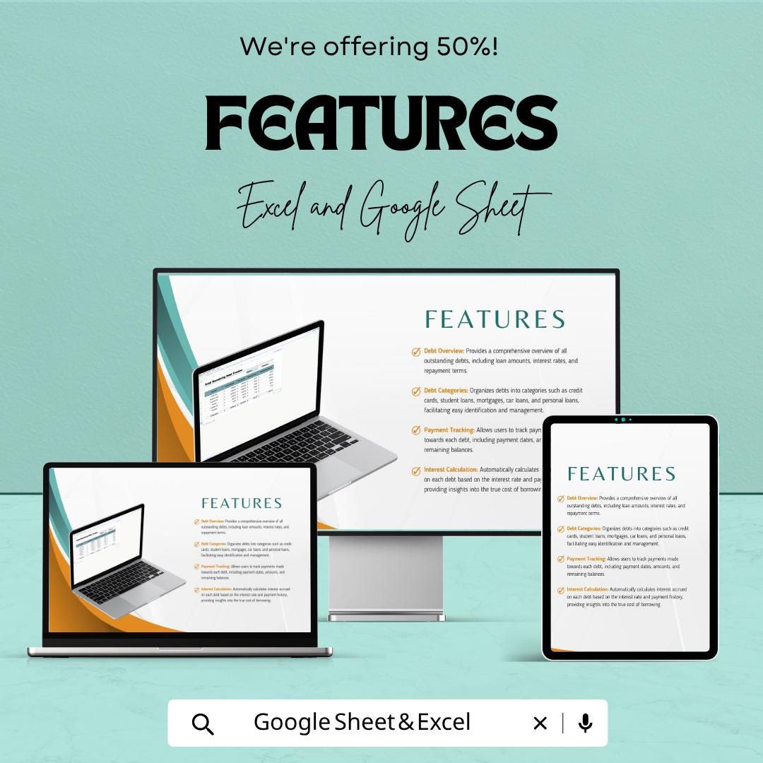 Total Remaining Debt Tracker Template | Debt Payoff Spreadsheet | Debt Reduction Planner | Excel & Google Sheets | Personal Finance Tracker
