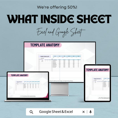 Team To Do List Template | Team Task Tracker Spreadsheet | Project Collaboration Planner | Employee Task Management Sheet |