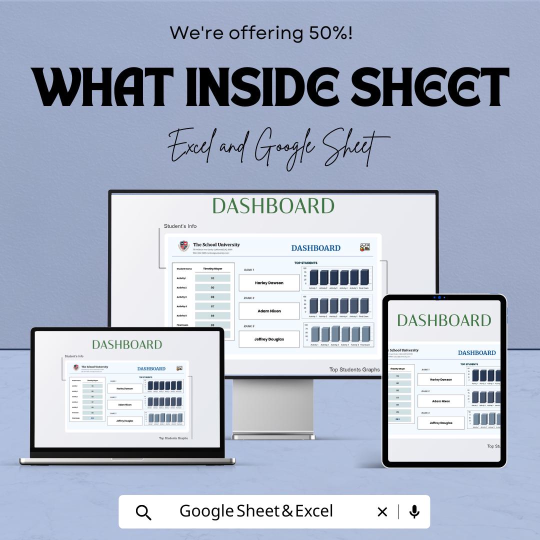 Gradebook Template | Excel and Google Sheets | Teacher Grade Tracker | Student Progress Dashboard | Editable Classroom Spreadsheet