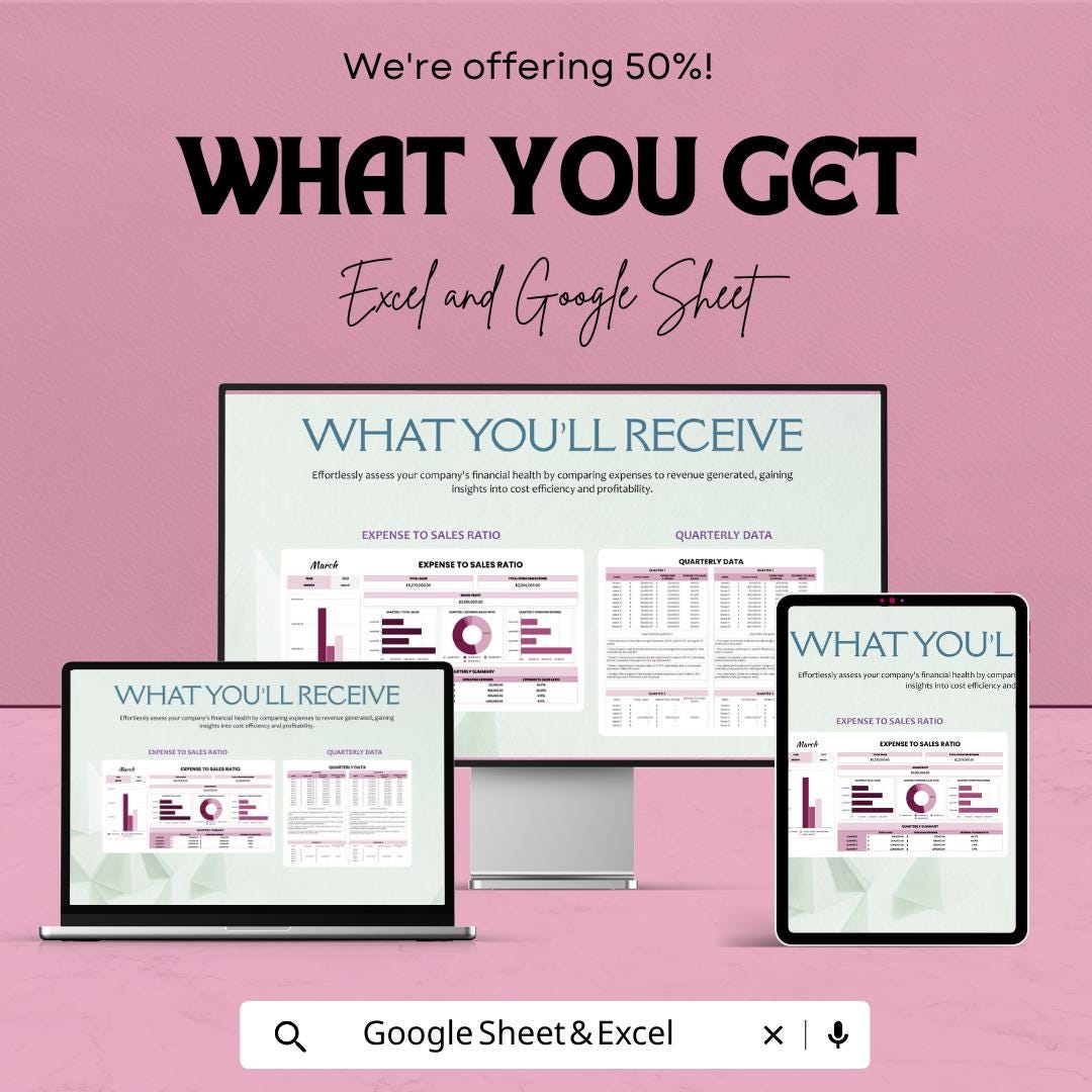 Expense to Sales Ratio Sheet - Excel & Google Sheet Template for Financial Analysis and Profit Optimization