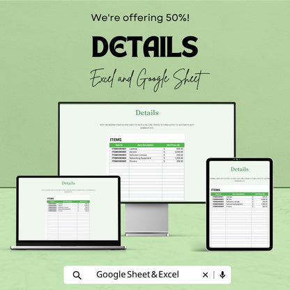 Purchase Order Log Template | IT Purchase Tracker Excel | PO Tracking Sheet | Order Management Spreadsheet | Google Sheets Purchase Log