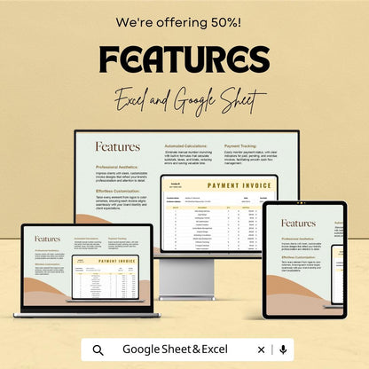Payment Invoice Sheet | Excel and Google Sheets Template | Customizable Invoice Template | Payment Tracker | Instant Download