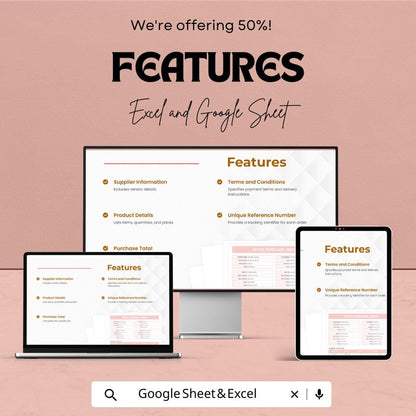 Office Purchase Order Template | Supplier Order Sheet | Google Sheets & Excel | Small Business Procurement Template