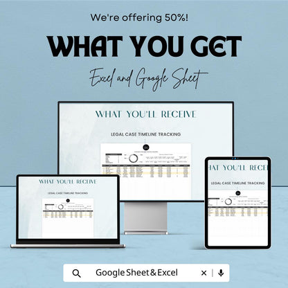 Legal Case Timeline Tracker Template, Law Office Deadline Tracker, Attorney Case Management, Excel & Google Sheets Legal Timeline Tool