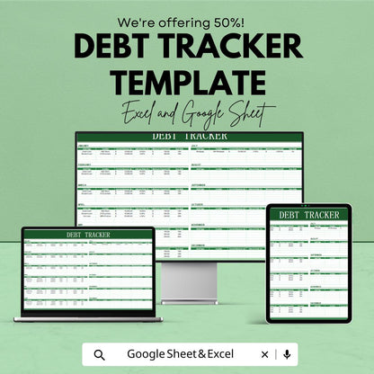 Debt Tracker Template | Excel & Google Sheets | Monthly Debt Spreadsheet | Personal Finance Planner | Debt Payoff Tracker