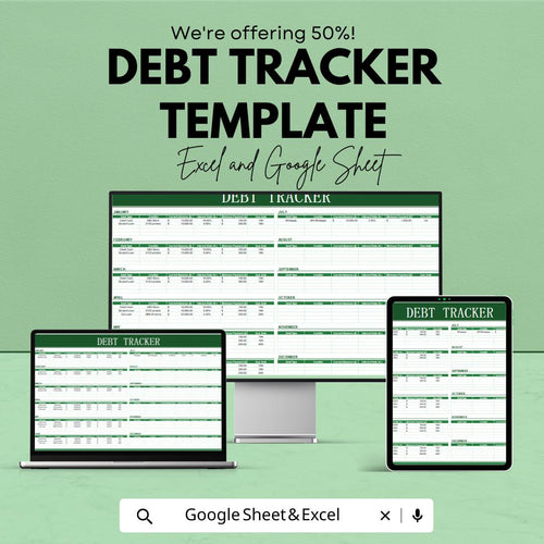Debt Tracker Template | Excel & Google Sheets | Monthly Debt Spreadsheet | Personal Finance Planner | Debt Payoff Tracker