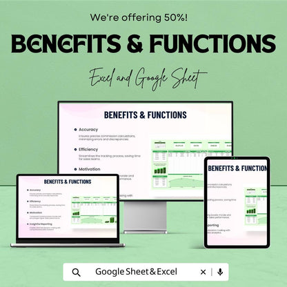 Sales Monthly Commission Tracker Template | Sales Incentive Achievement Tracker | Commission Spreadsheet | Excel & Google Sheets