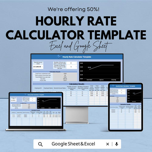 Hourly Rate Calculator Template | Freelance Rate Calculator | Pricing Spreadsheet | Income Planner | Billable Hours Tool