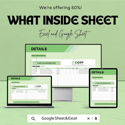 IT Audit Risk Assessment Template | Risk Management Sheet | IT Audit Checklist | Cybersecurity Risk Log | Excel & Google Sheets