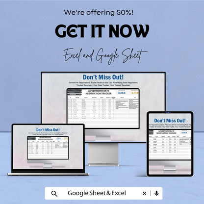 Advertising Rate Negotiation Tracker Sheet | Excel and Google Sheets Template | Track Ad Pricing & Deals | Rate Negotiation Tool |