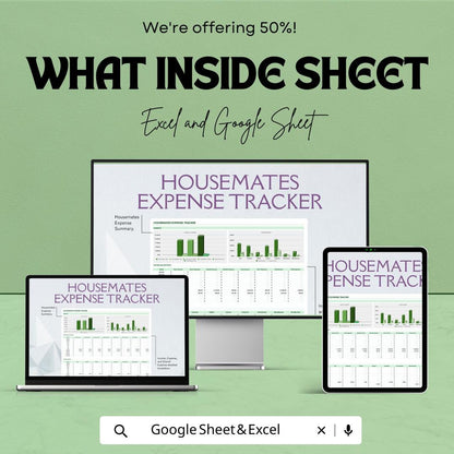 Housemates Expense Tracker Template, Roommate Budget Spreadsheet, Shared Expenses Splitter, Monthly Household Budget, Excel Google Sheets