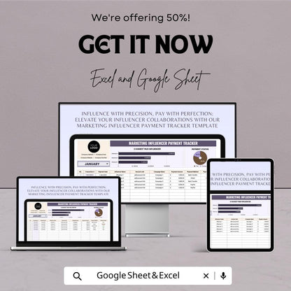 Influencer Payment Tracker Template | Marketing Payment Log Spreadsheet | Influencer Finance Tracker | Payment Status & Management Tool