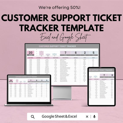 Customer Support Ticket Tracker Template | Help Desk Ticket System Spreadsheet | Customer Service Tracker | Support Ticket Log