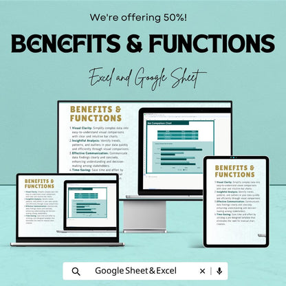 Bar Comparison Chart Template | Data Visualization Spreadsheet | Excel & Google Sheets Chart | Sales Comparison Dashboard |