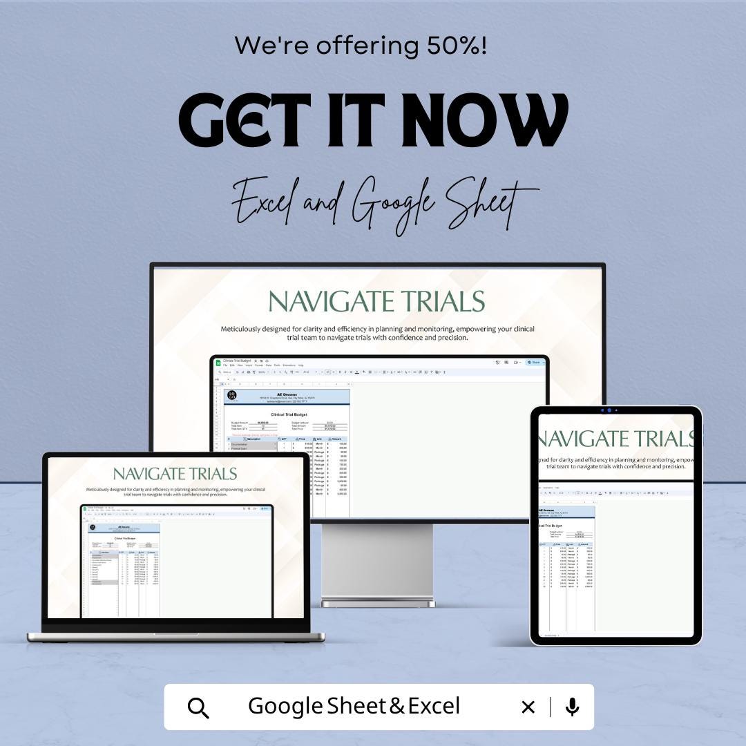 Clinical Trial Budget Template | Research Budget Spreadsheet | Medical Study Cost Tracker | Excel & Google Sheets | Project Budget Planner