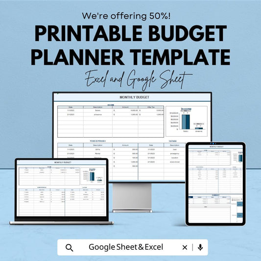Printable Budget Planner Template | Monthly Budget Planner | Expense Tracker Printable | Personal Finance Planner | PDF Budget Sheets