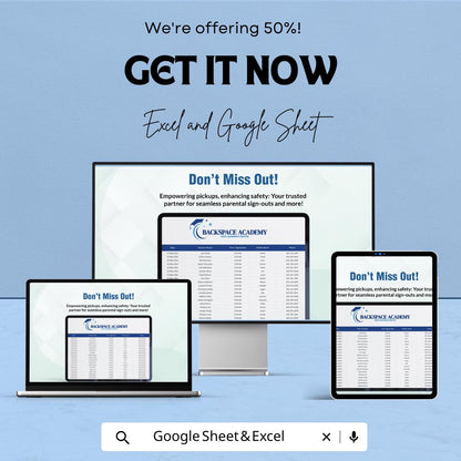 Parent Sign Out Sheet – Excel and Google Sheet Template | Track Parent Pickups & Child Sign Outs | 50% Off