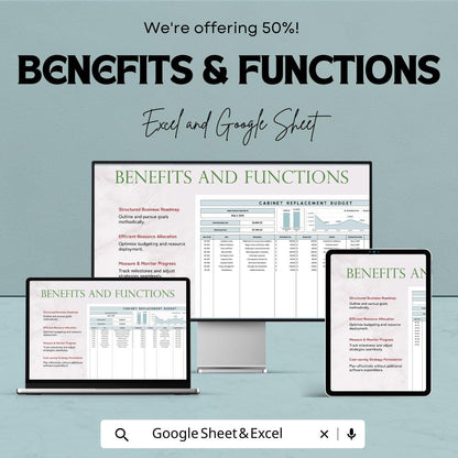 Cabinet Replacement Budget Sheet | Excel & Google Sheet Template | Kitchen Remodel Budget Tracker | Home Improvement Project Tool