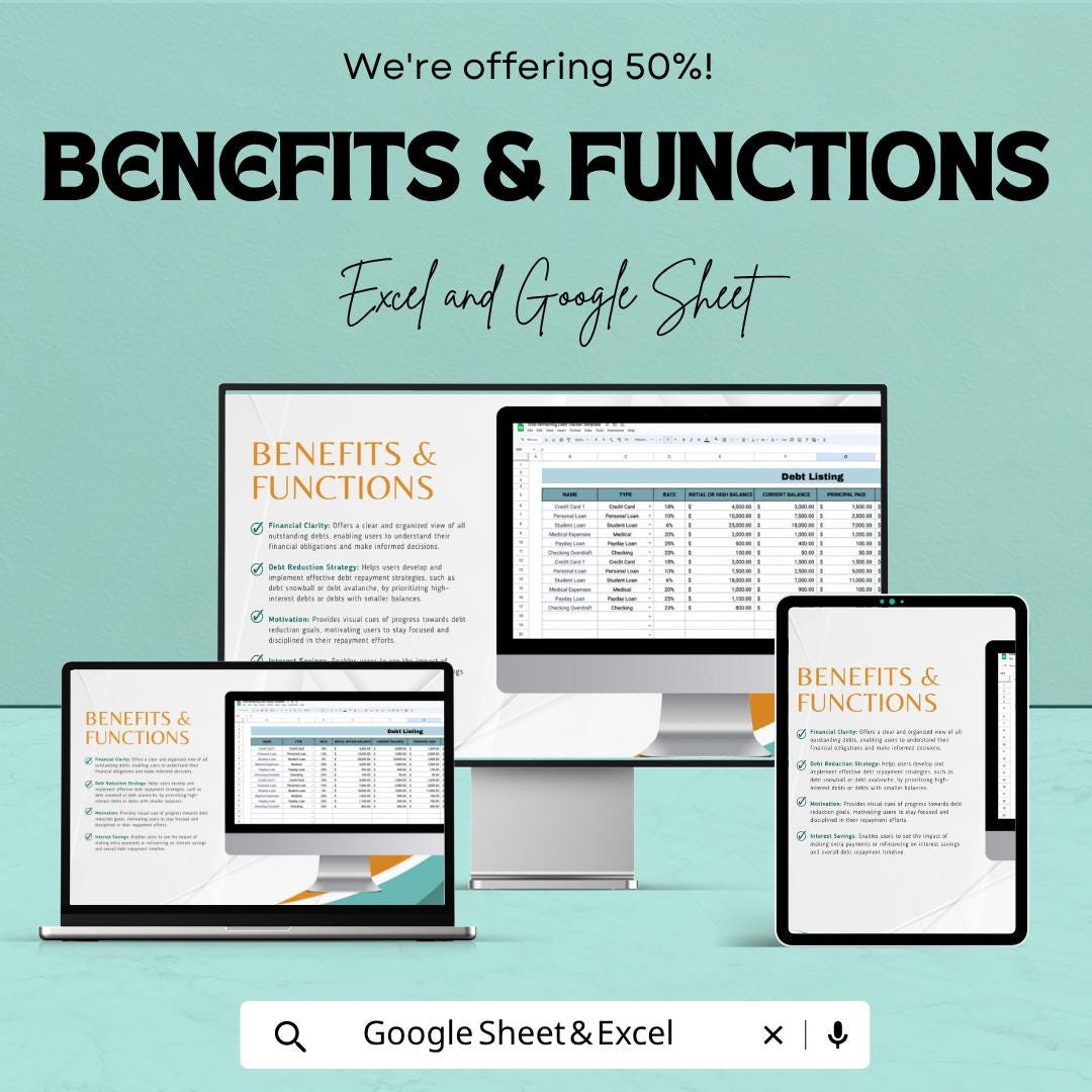 Total Remaining Debt Tracker Template | Debt Payoff Spreadsheet | Debt Reduction Planner | Excel & Google Sheets | Personal Finance Tracker