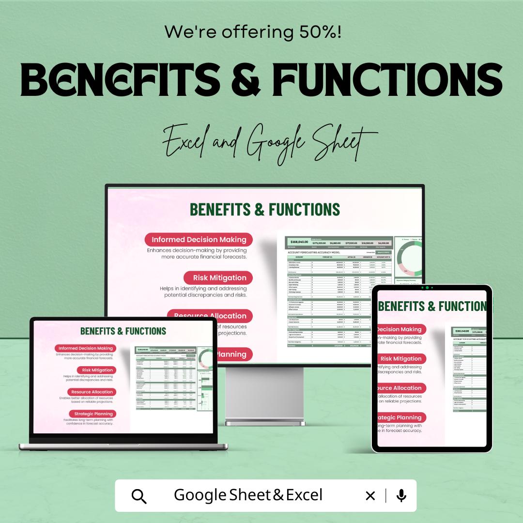 Account Forecasting Accuracy Model Template | Forecast vs Actual Analysis Tool | Financial Accuracy Tracker | Budget Variance Template