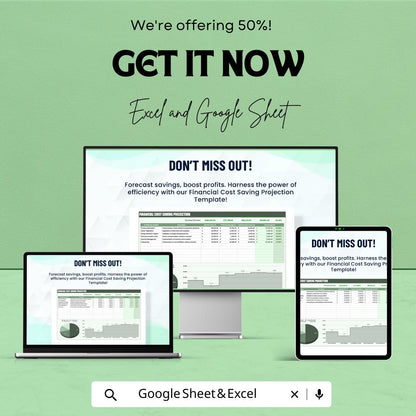 Financial Cost Saving Projection Template | Cost Analysis, Savings Forecast, Budget Planning, Financial Modeling Template