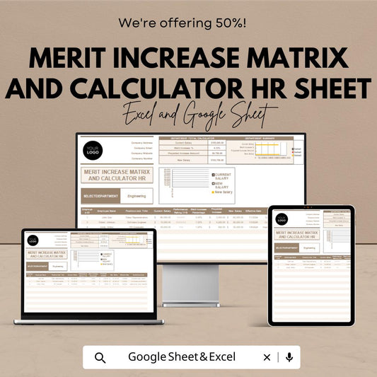 Merit Increase Matrix and Calculator HR Sheet | Employee Salary Adjustment Template | Excel & Google Sheet | HR Salary Increase Tracker