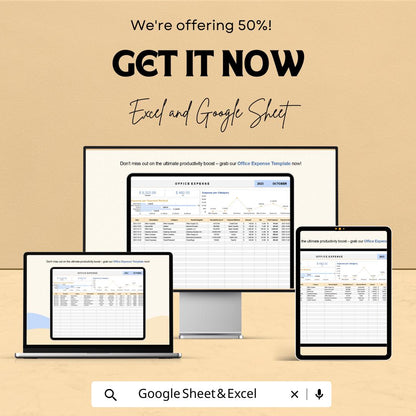 Office Expense Tracker Template Excel | Business Expense Spreadsheet | Expense Report Tracker | Office Budget Planner