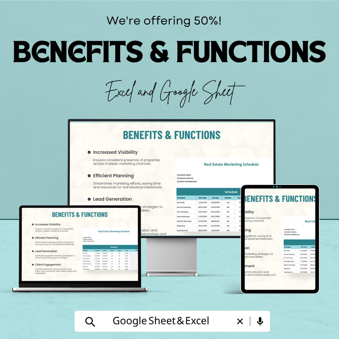 Real Estate Marketing Schedule Template | Realtor Marketing Planner | Property Listing Tracker | Campaign Planner Sheet