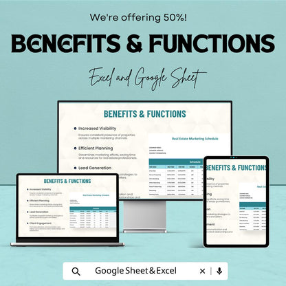 Real Estate Marketing Schedule Template | Realtor Marketing Planner | Property Listing Tracker | Campaign Planner Sheet