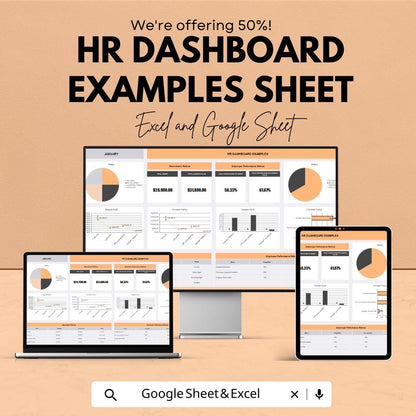 HR Dashboard Examples Sheet | Excel & Google Sheet Template | HR Analytics Dashboard | Employee Performance Metrics