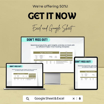 Project Time Tracking Template, Time Log Spreadsheet, Employee Time Tracker, Project Hours Log, Excel & Google Sheets Timesheet