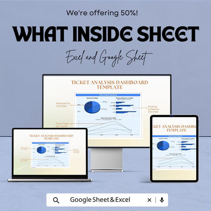 Ticket Analysis Dashboard Template | Customer Support KPI Tracker Excel | Help Desk Analytics Dashboard | Ticket Tracking Spreadsheet